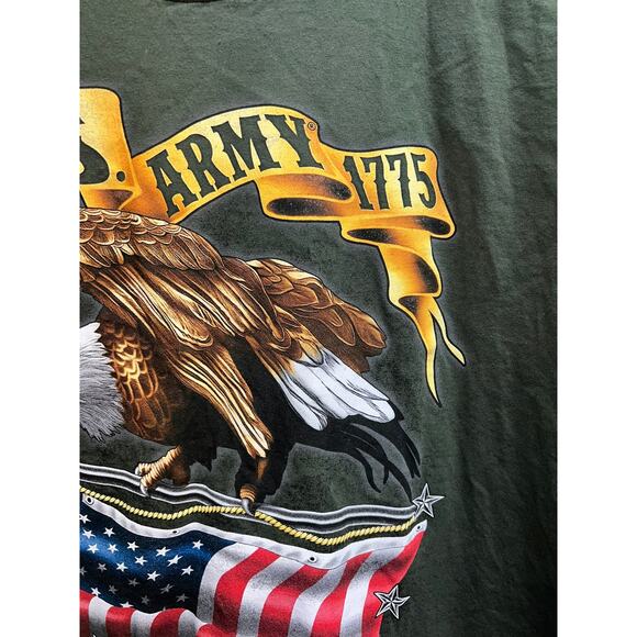 Vintage US Army Shirt This We'll Defend American Flag USA Eagle Green Tee XL - Picture 4 of 9